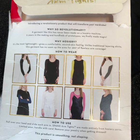 SPANX NEW Arm Tights Layering Piece in Gold Shimmer Crop Control Top Sheer Black - Picture 12 of 15